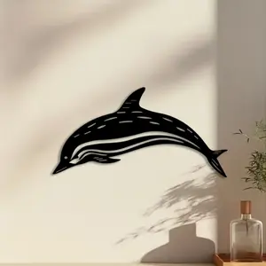 1pc Ocean Dolphin Metal Wall Art, Ocean Dolphin Statue Mural, Perfect for Beach House Wall, Living Room Wall, Bathroom Wall, Marine Decor, Ideal Gift for Ocean Lovers, Salt-Resistant Metal