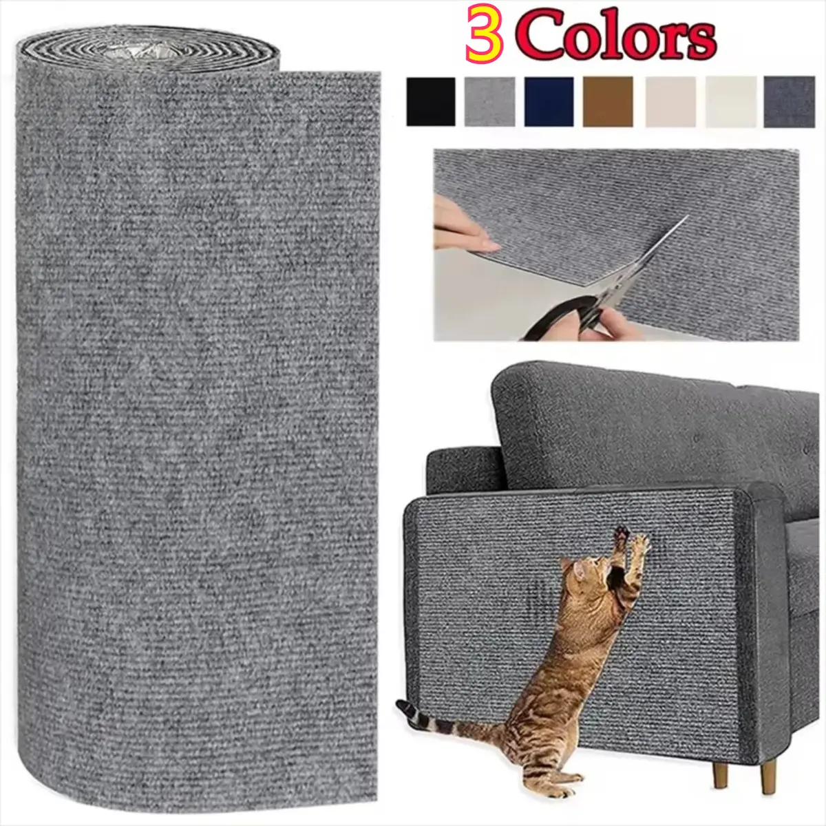 Cat Scratcher Sofa Protector Cat Scratching Pad Board Self Adhesive Removable Trimmable DIY Carpet Cat Furniture Cat Tree for Indoor Cats