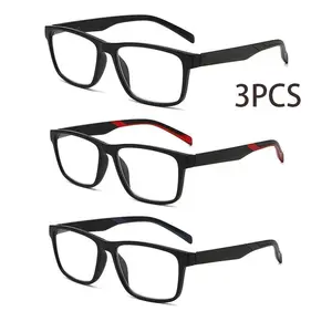 3PCS 3 Pairs Fashion Square Frame Blue Light Blocking Reading Glasses for Women & Men