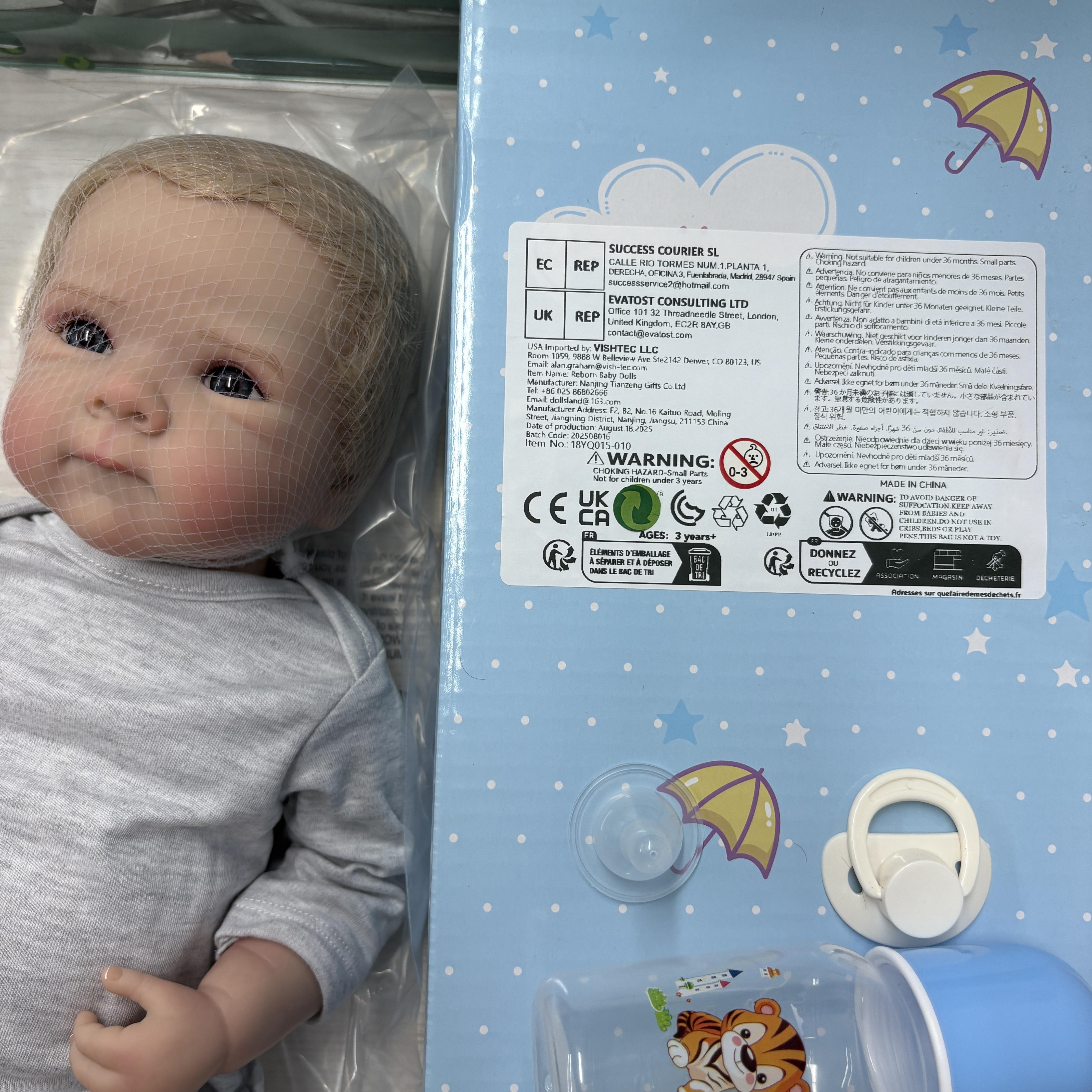 18 Inch Lifelike Reborn Baby Doll with Hand-Rooted Blonde Hair Realistic Newborn in Gray Onesie Magnetic Pacifier & Bottle Great Gift for Kids Collectors 18 Inch Lifelike Reborn Baby Doll with Hand-Rooted Blonde Hair Realistic Newborn in Gray Onesie Magnetic Pacifier & Bottle Great Gift for Kids Collectors