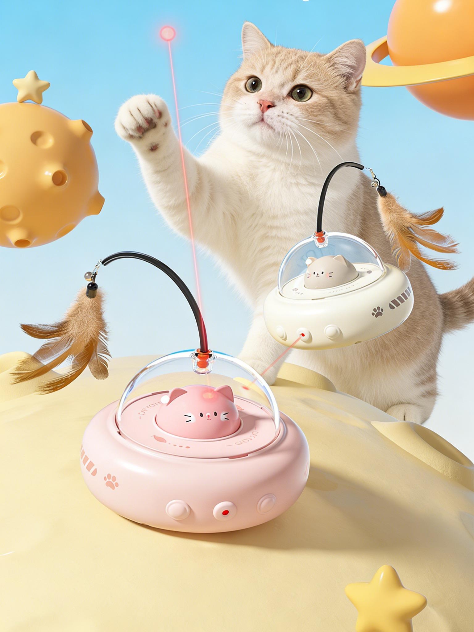 Automatic Obstacle Avoidance Cat Toy, 1 Piece USB Rechargeable Interactive Cat Toy, Automatic Rotating Silent Design Cat Teaser Toy, Automatic Rolling Ball, Pet Supplies