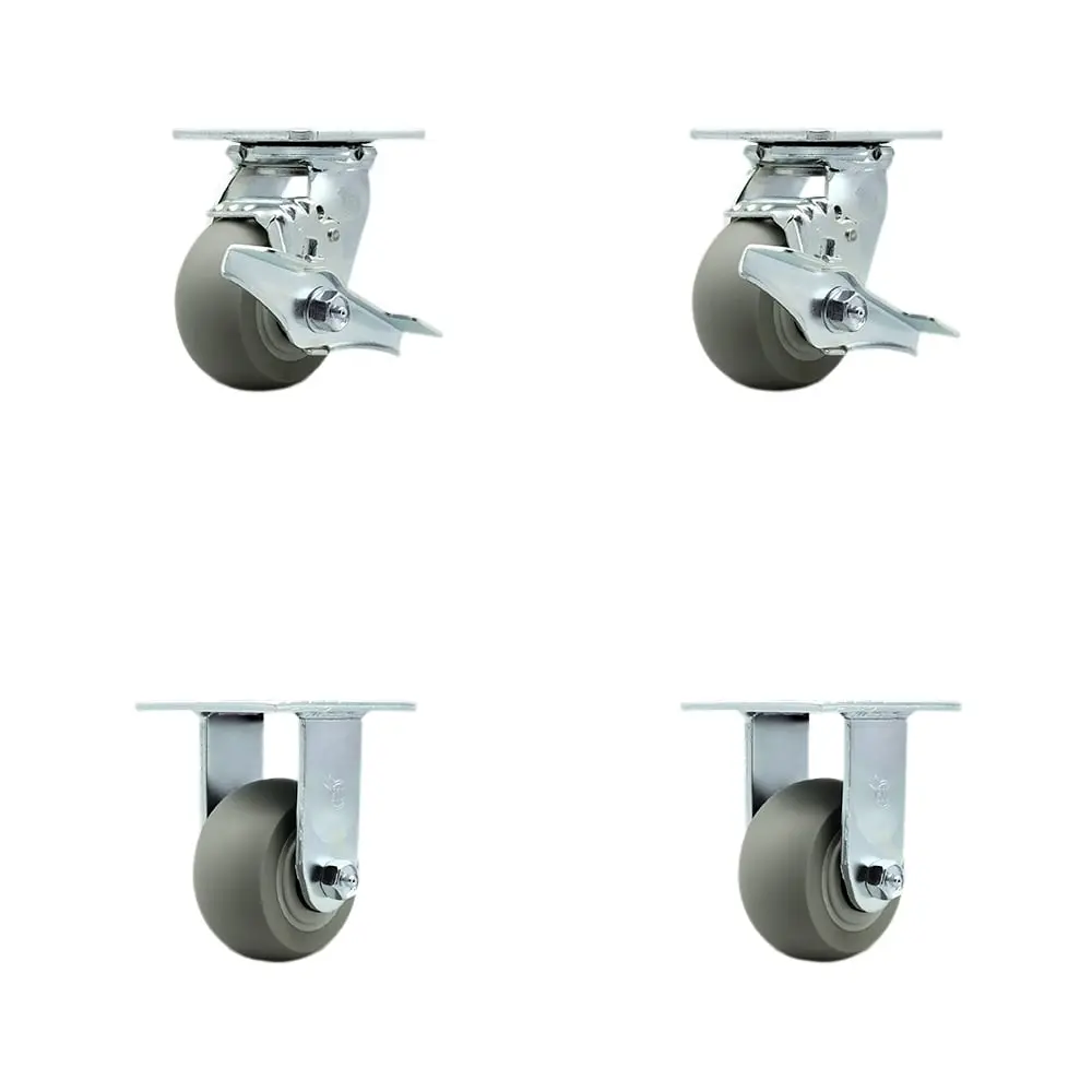 Service Caster TOOL-SCC-30CS420-TPRBD-TLB-2-R-2 Tool Box Caster Wheel Set - 4 in. Non-Marking, Zero Maintenance Thermoplastic Rubber Donut Tread Wheels