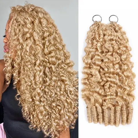 OQ HAIR #613 Blond Burmese Curly Crochet Hair for Women Braiding Hair for Boho Braids 50g Knotless Pre-Separated Invisible Miracle Knots
