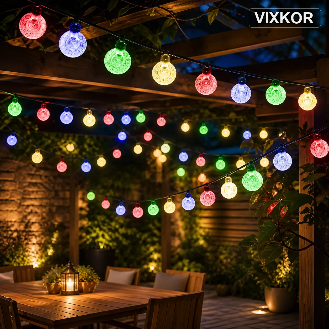 80LED Solar Globe String Lights, Waterproof Outdoor Fairy Lights for Garden, Patio, Porch, Gazebo, Lawn, Wedding, Party & Holiday Decorations-- VIXKOR
