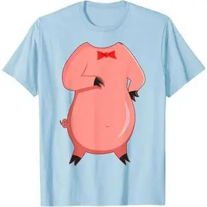 Piglet Costume T-Shirt for Halloween Pig Animal Cosplay Tee