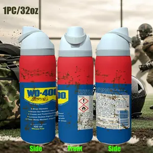 32oz Stainless Steel Insulated Water Bottle, Vacuum Sealed Design, Leak-Proof Flip Lid, Perfect for Home Office Use, Portable, Ideal Gift, Flasks, Drinkware, Indoor