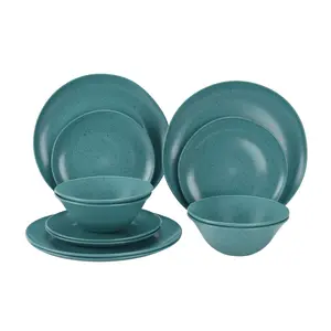 12-Piece Eco-Friendly Dinnerware Set, Aqua