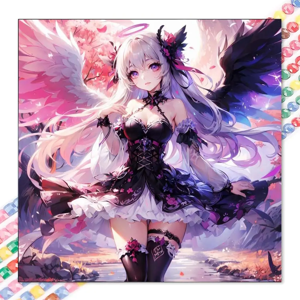 1 set of DIY diamond painting kit, 5D diamond art kit, DIY decor of angel, wings, and glamorous dress. Mosaic, diamond art, DIY art home decor.