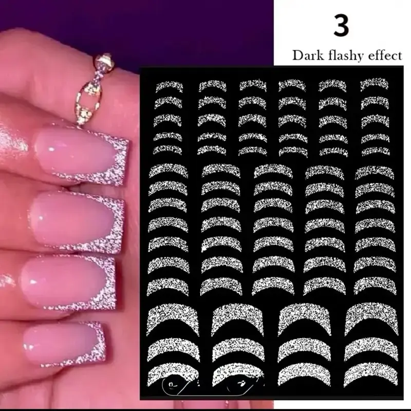 French Tip Sparkly Nail Stickers