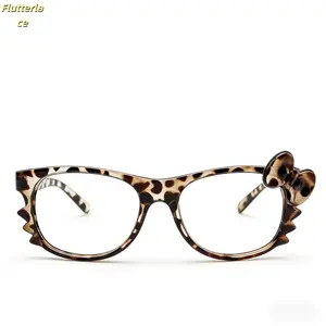 Leopard Print Cat-Eye Glasses for Women with Decorative Side Bow, Chic Fashion Eyewear Accessory, Lightweight Comfortable Frame for Daily Wear, Party, Office, Travel, Birthday or Holiday Gift, Trendy All-Match Stylish Glasses
