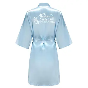Princess Sweet 15 Years Girl Birthday Party Robes Quinceanera Robe Mis XV Bathrobe Silkly Nightgown