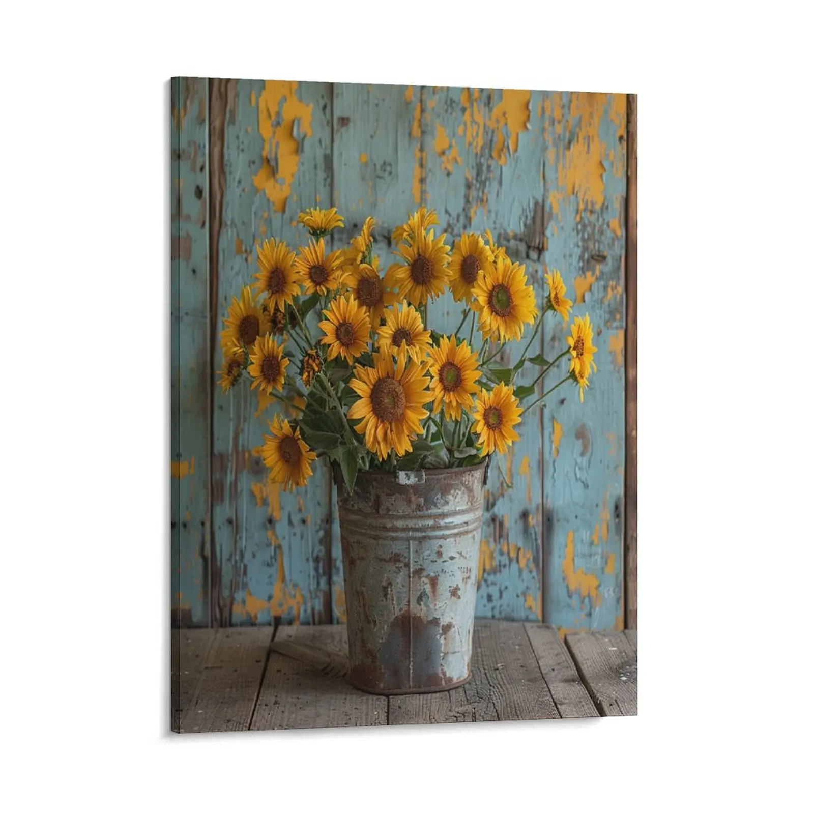 Yellow Sunflower Canvas Posters Wall Art Prints Rustic Retro Style Flower Plant Printing Home Wall Aesthetic Living Room Bedroom Office Decor Festival Gift