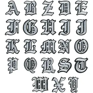 26 count Gothic Iron On Letters for Clothing, A-Z 26 Varsity Letter Patches, Applique Funny Iron On Embroidered Patch for Clothes Bags Hats T-Shirts Jeans Jackets DIY Accessory