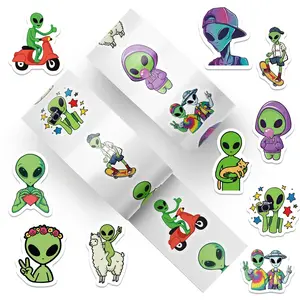 500 Sheets Roll Sticker Tape, Cartoon Alien Funny Humorous Scrapbook Material, Decorative Envelope Stickers, Fun Handmade Supplies