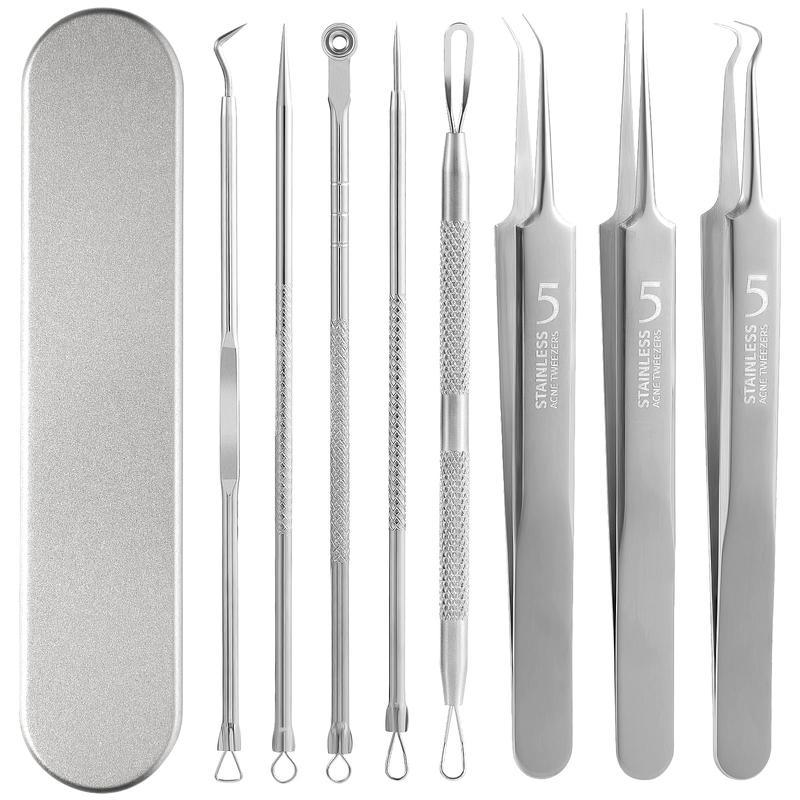 8-Piece Blackhead Remover Tool Kit, Stainless Steel Comedone Extractor ...