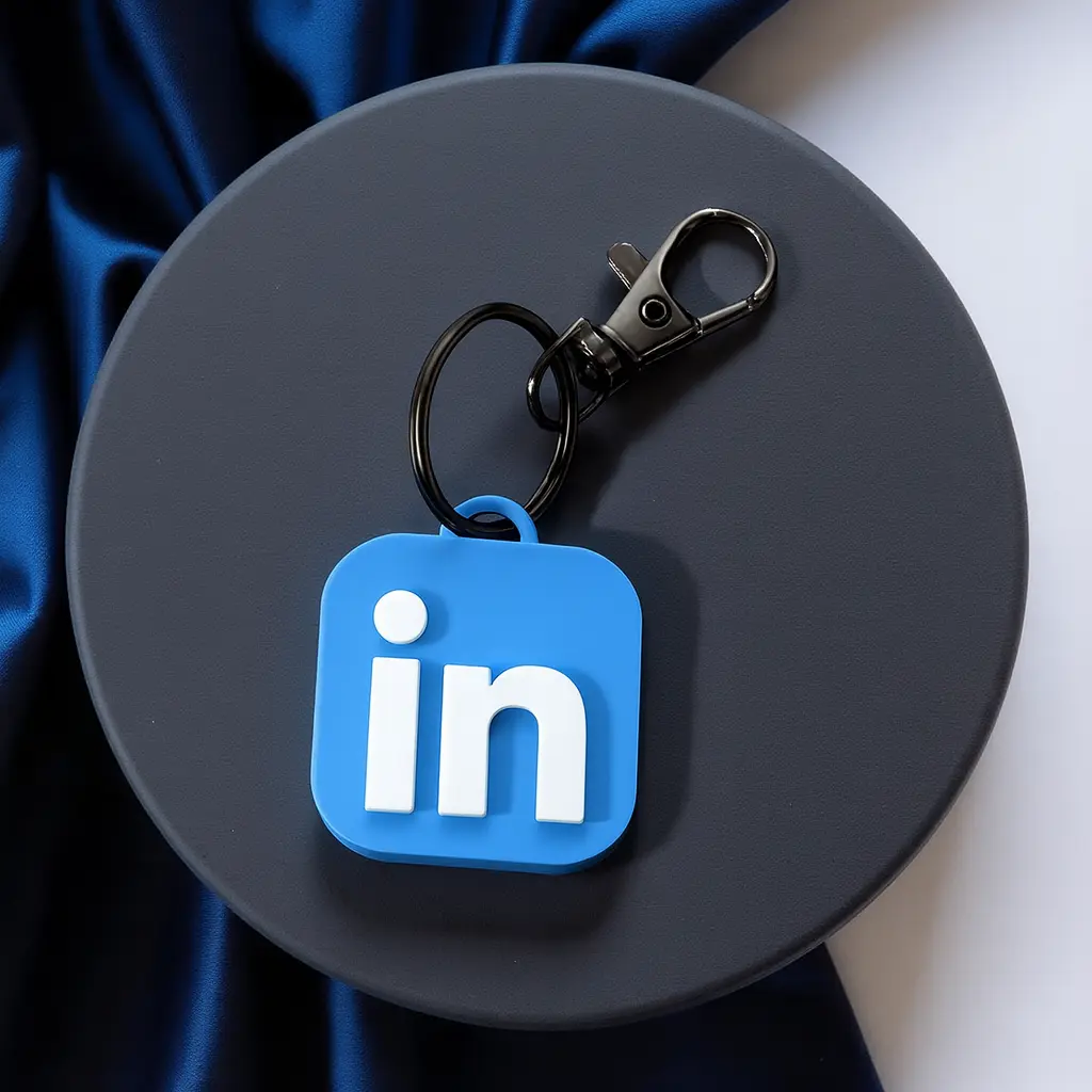 LinkedIn E-Business Card Keychain - Blue Logo Keychain for Professional Networking