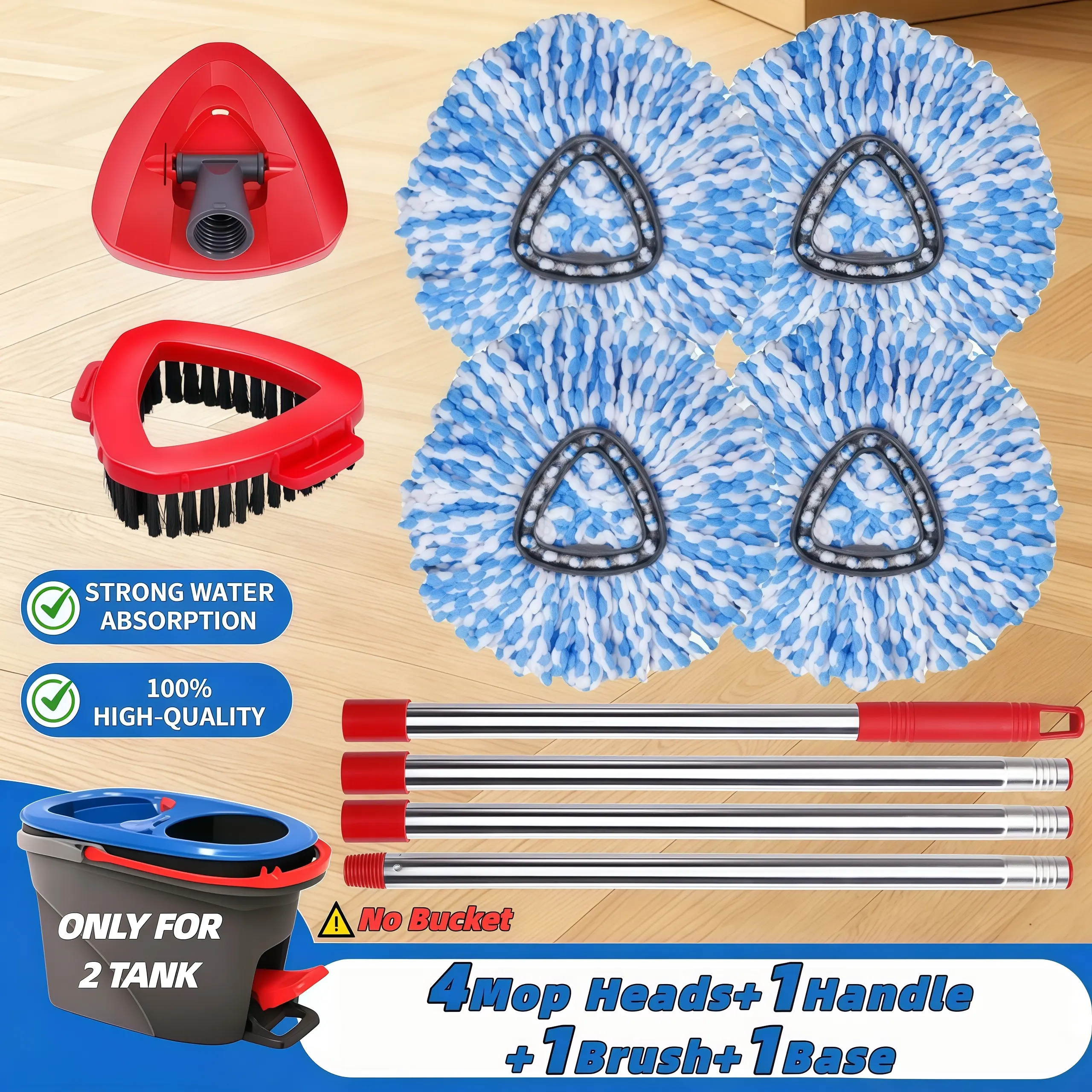 Spin Mop Replacement Head Compatible with RinseClean 2-Tank System | Microfiber, Machine Washable, Reusable, Easy to Clean, Suitable for Sealed Hardwood, Tile, Laminate & Marble Floors