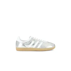 adidas Originals Samba Og Sneaker in Silver Metallic, White, & Gum3
