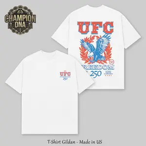 UFC Freedom 250 Graphic T-Shirt| American Eagle Vintage Tee| Two Sided Heavyweight Streetwear Shirt| Oversized 90s Bootleg MMA Fighter Patriotic Merch Gift