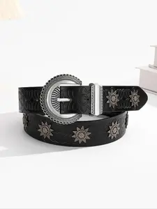 Vintage Style Flower Decor Pu Buckle Belt, Design Belt, Fashionable Belt for Women & Men, Trendy All-match & Exquisite Belt for Birthday Gift, Stylish Belts