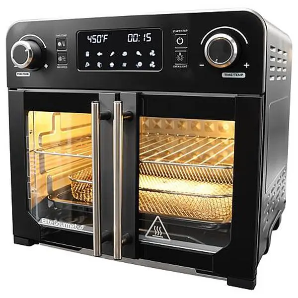 Elite Cuisine Digital 23L French Door Air Fryer Oven w/ Interior Light Elite Cuisine Digital 23L French Door Air Fryer Oven w/ Interior Light