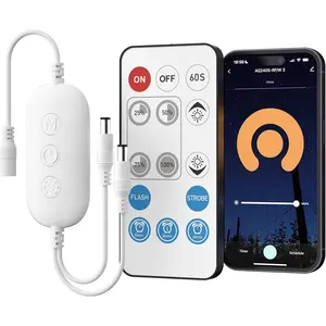 2-Way RF WiFi  Remote Dimmer for Single Color LED Strip Lights,Work with Alexa and ,14-Key  Remote,DC 12-24V Controller for 3528/2835/5050/COB LED Strip Light( to Two Way)