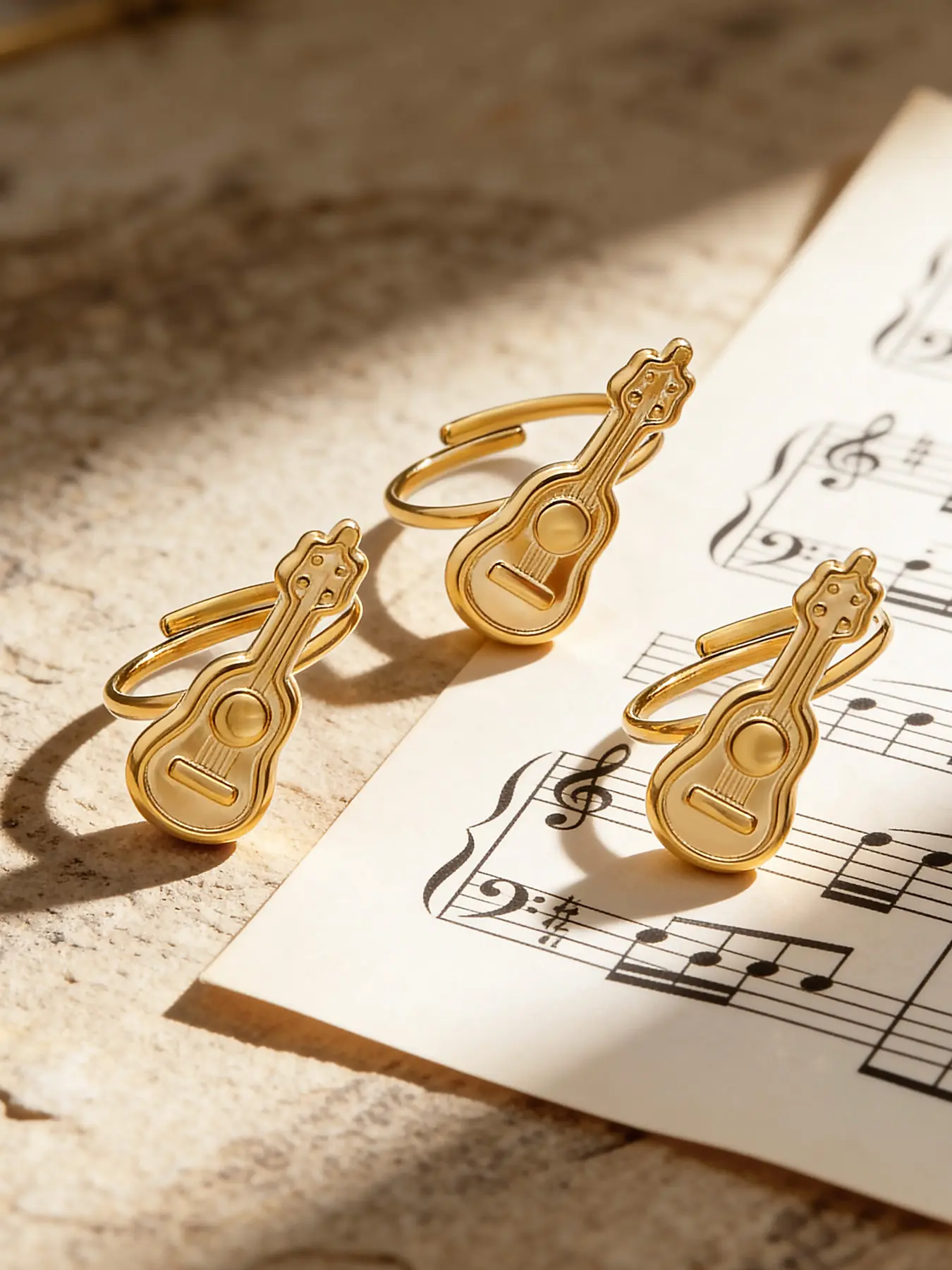 Guitar Shaped Stainless Steel Ring for Music Lovers, Durable and Fashionable Design, Daily Wear Jewelry Accessory, Unique Gift Idea