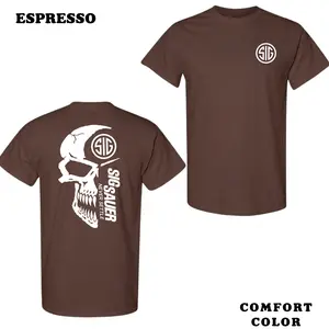 Sig Sauer Graphic T-Shirt - Men's Tactical Skull Design Tee - Never Settle Apparel - Comfortable Cotton Casual Graphic Tee, Shortsleeve, Basic Tops, Trending, Fabric Cotton, Women's top, Menswear, Gift, Streetwear
