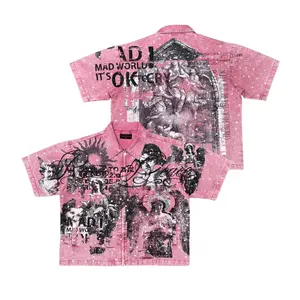 Rare Peace 'It's ok to Cry' Digital Print Rhinestone Cropped Collar Zip-up (Dust Pink) RJ6062