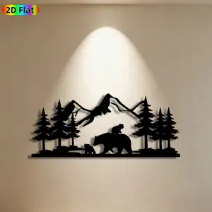 1pc Bear Family Metal Wall Art,Bear Family Statue Mural, Ideal Gift for New Year, Easter, Nature Enthusiasts, Weather-Resistant Metal Wall Decor Wall Sculptures, Perfect for Outdoor Wall & Garden Fence, Bear Family Enthusiasts