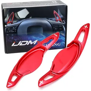 iJDMTOY JDM Style Sports Red Aluminum Larger Paddle Shifter Extension For Honda 2022-up Civic, 2023+ Accord, CR-V and Acura Integra