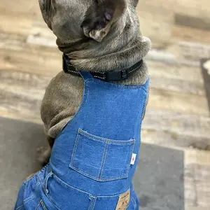 Pawetry Adjustable Denim Dog Overalls | Retro Jeans Jumpsuit for Frenchie & Dachshund | Pet Streetwear S-3XL