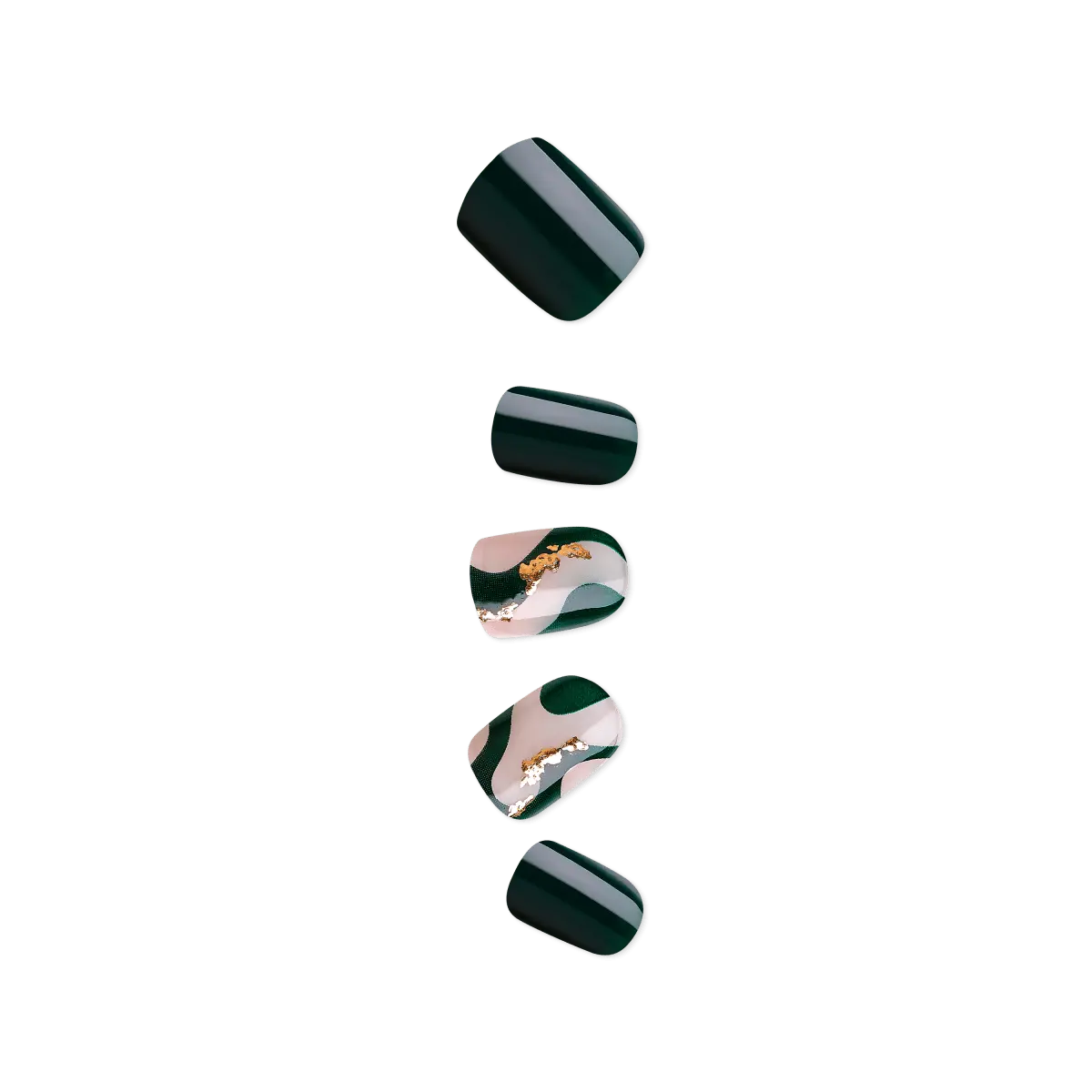 Impress Design No Glue Fake Press On Nails - Time Lapse | Design, Green, Short, Squoval, Manicure