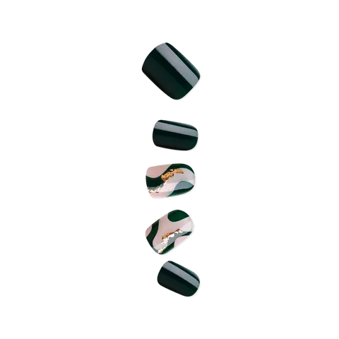 Impress Design No Glue Fake Press On Nails - Time Lapse | Design, Green, Short, Squoval, Manicure
