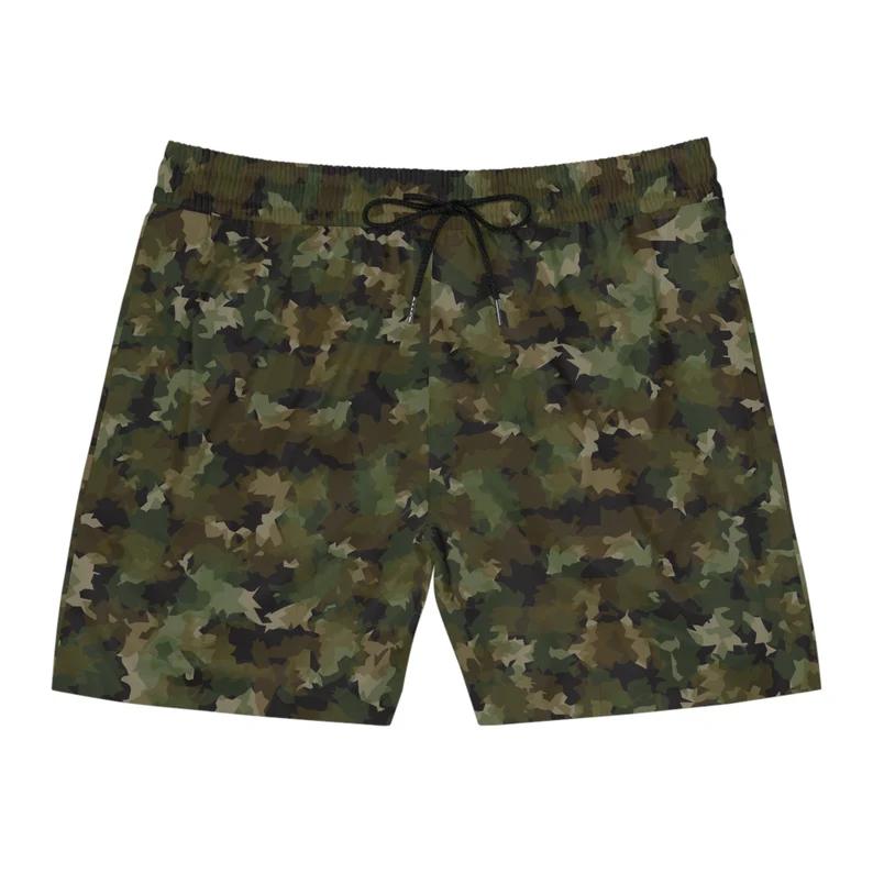 Camouflage Men's Mid-Length Swim Shorts Military Camo Beachwear Summer Gift