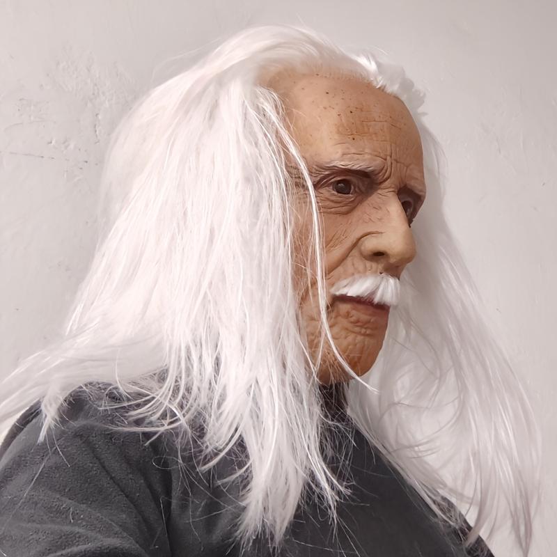 🏅[Free Ship] LIVOA Handmade Latex Elder Mask Ultra-Realistic Old Man Design with Lifelike Wrinkles & Beard Soft Breathable Non-Toxic Material for Halloween Party