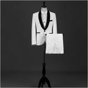 Slim Fit Men's Dress Suit Set 2025 Groom Wedding Host Wedding Dress Slim Men's Dark Pattern Suit Performance Costume