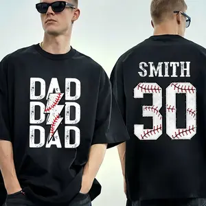 Custom Baseball Dad Name & Number Double-Sided Cotton T-Shirt, fathers day gift for men Sweatshirt Menswear