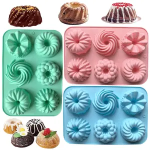 Silicone Donut Baking Mold, 3 Counts/set 6-cavity Flower & Swirl Shaped Donut Mold, Non-Stick Food Grade, Reusable Baking Mold for Making Desserts, Bakeware, Silicone Cake Pan
