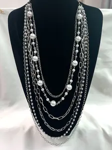 Women's Long Pearl Necklace, Vintage Multi-Layer Design, Fashion Jewelry Accessory, Versatile All-Season Wear, Elegant Gift Idea