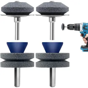 Lawn Mower Blade Sharpener, 4PCS Mower Blade Sharpener, Lawnmower Blade Sharpener for Any Power Hand Drill