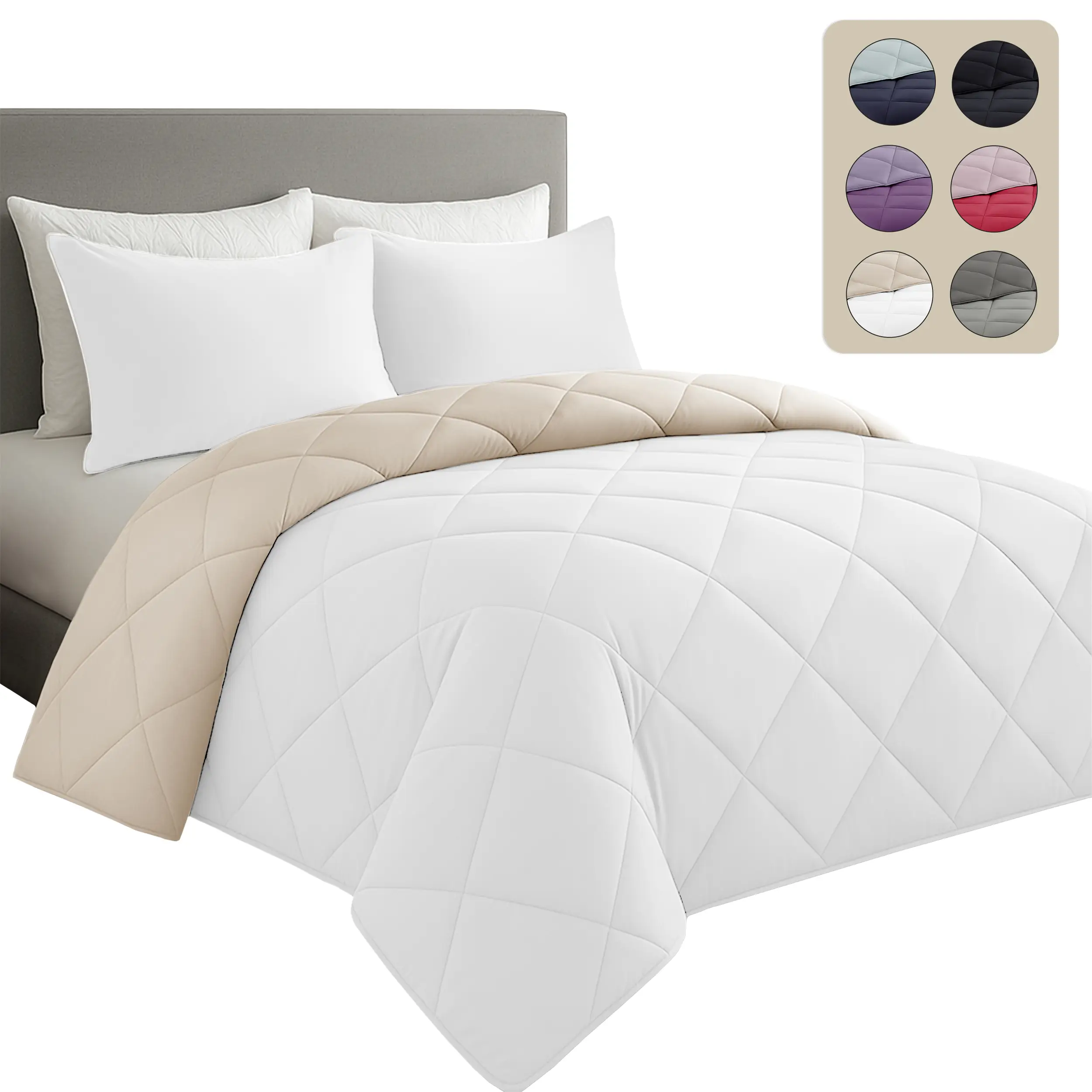 Lux Decor 3 Pcs Comforter Set - All-Season Fluffy Reversible Comforter Set - Easy Care with Polyester Filling- Soft Breathable Duvet Insert