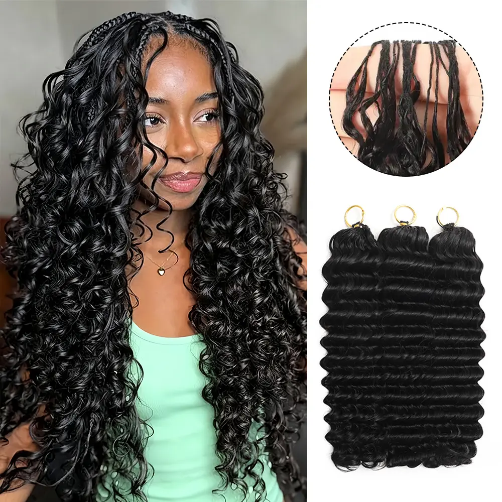 New 2026 Ramiss Mircale Knots Crochet Human Hair Loose Deep Pre-Separated 50g / Bundle Time-Saving, 40 Strands, Hot Boho Braids Knotless Feather Crocher Human Hair 4 to 5 Bundles Recommended for a Full Head