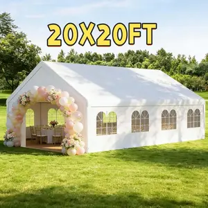 20x20 Feet Heavy Duty Party Tent Marquee Canopy, Outdoor Wedding Events Shelter with Storage Carry Bags, Sturdy Wind-Resistant Patio Tent for BBQ, Backyard Parties, Carport and Outdoor Social Gatherings Gazebo enclosed