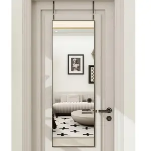 Full-Size Mirror 48 x 14 Inches, Large Wall Mirror with Ultra-Thin Aluminum Alloy Frame, Distortion-Free Reflection, 3 Installation Methods (Wall Mount, Lean, Behind Door), Height Adjustable for Bedroom Living Room