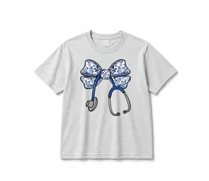 Nurse Bow T-Shirt, Coquette Nurse Design, Nurse Ribbon, Floral Nurse Graphic, Gift For Nurse, Womenswear