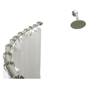 212 MAIN Smooth Curve Shower Rod - Polished Chrome Finish, Brass/Steel Construction, Essential Bathroom Shower Curtain Accessory