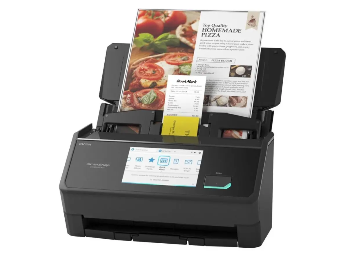 Ricoh PA03860-B005 ScanSnap iX2500 High-Speed Duplex Sheet-Fed Portable Document Scanner - 360 Stand, 5-in-Touch Touchscreen, USB-Wifi, Black Faceted Look