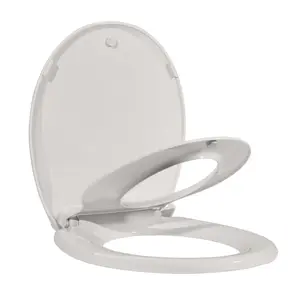 Garvee Potty Training Toilet Seat 17" Round with Built-In Soft Quiet-Close Lid, Magnetic Biscuit Color, Non-Slip Design, Easy to Install and Clean for Comfortable Use