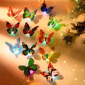 5/10/20PCS LED Flashing 3D Butterfly FLoor Stickers Wall Decor Night Light Lamp Kids Bedroom Decor